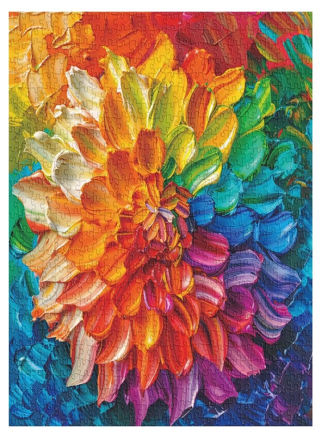PPuzzling Rainbow Flower 1000 Pieces Puzzle for Adults, Colorful Dahlia Flower Plant Jigsaw Puzzles, Challenging Floral Art Nature Puzzle as Floral Decor - Image 2